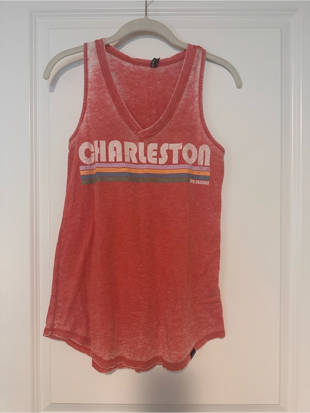 Charleston Graphic V-Neck Red Tank Top